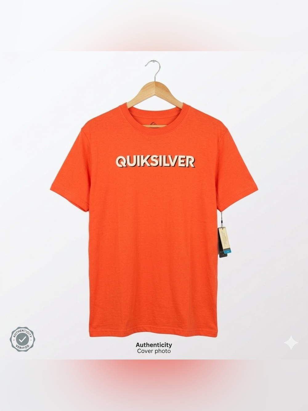 NWT Quiksilver Orange Crewneck Logo Tee -XL